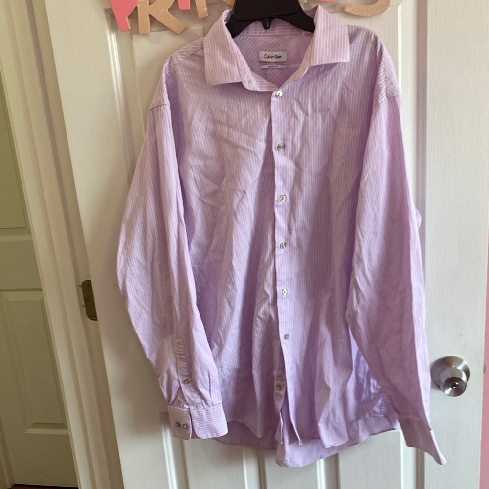 Calvin Klein Men's Lavender Button Down Shirt